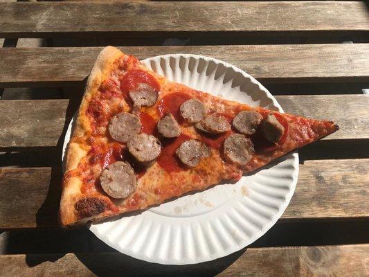 Pepperoni and sausage pizza