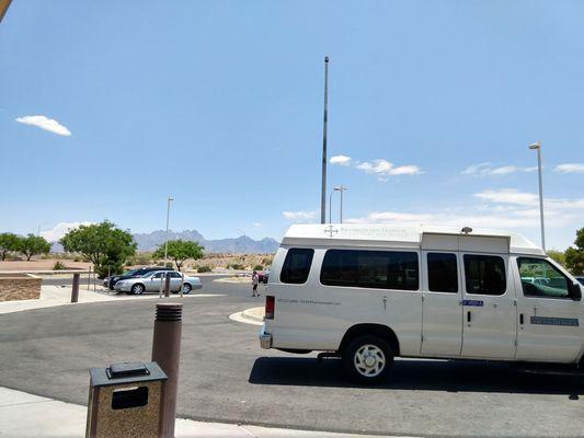 Drop off area with the view of the Organ Mountains