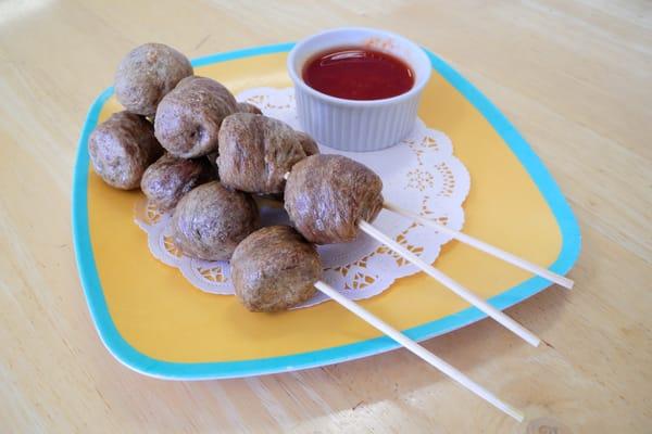 Fried Beef Balls. Deep Fried Beef Balls served with Spicy Sauce.