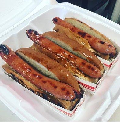 Plain Flame Grilled Hot Dogs.