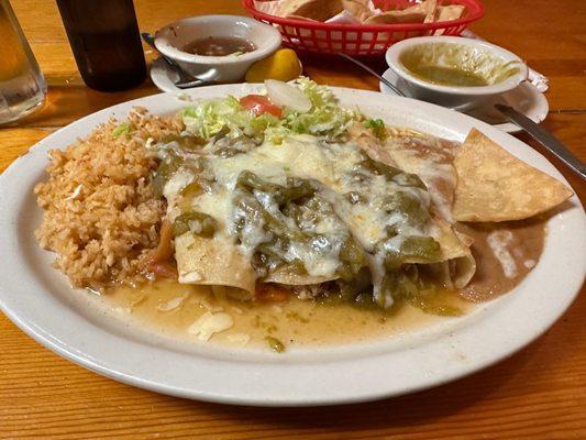 Chicken Enchilada and green chilies