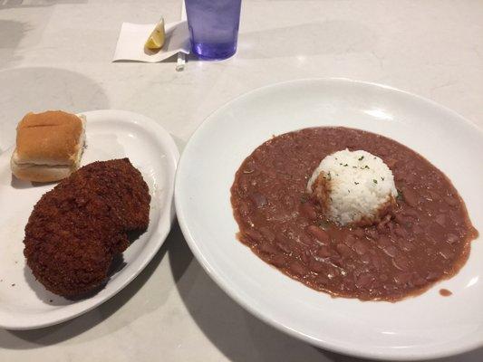 Red Beans and Rice with a fried pork chop