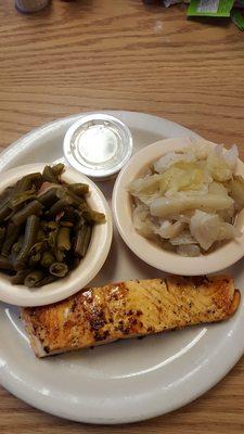 Grilled salmon Monday special. Note the size of the salmon!