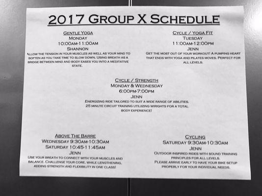 The latest Group X schedule