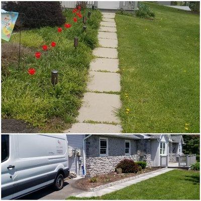 sidewalk replacement and flower bed edging installed.