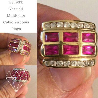 ESTATE Vermeil 925 Multicolor Cubic Zirconia Rings