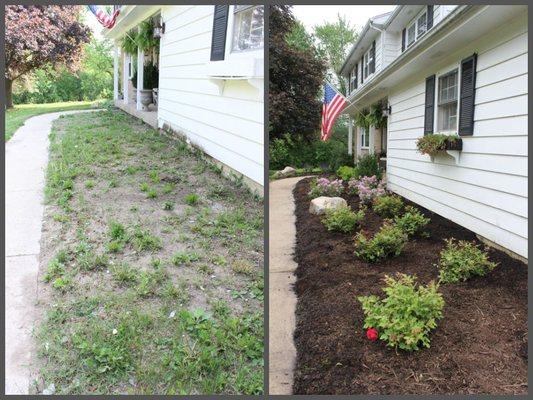 Garden work before and after