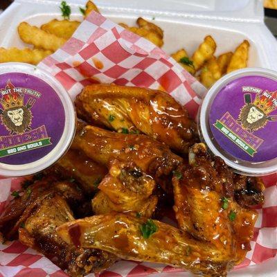 Sweet Chili  Wings and Fries