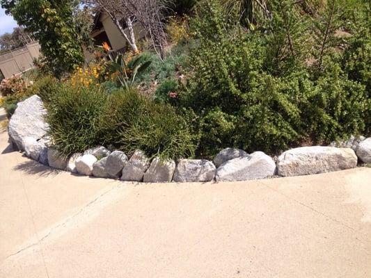 Smaller rocks for soil control and retaining wall..