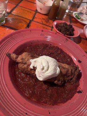 Chili relleno - side order of lamb barbacoa in back