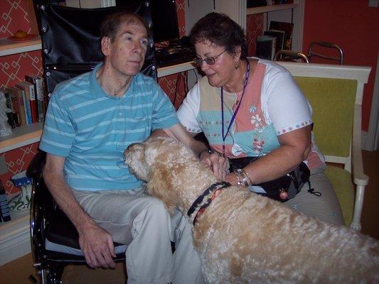 The use of therapy dogs helps bring a sense of peace and comfort to our patients.