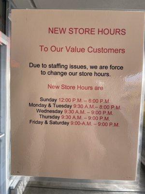 Newer hours, they closed at 8pm tonight (not 10pm).