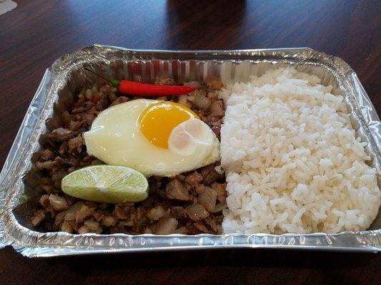 to go container of sisig and rice