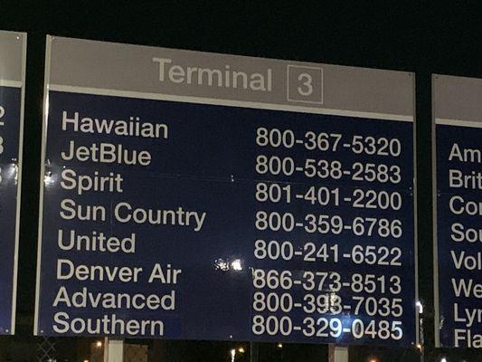 Terminal three airline phone numbers