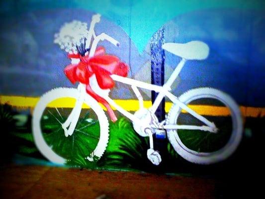 White bike mural upstairs