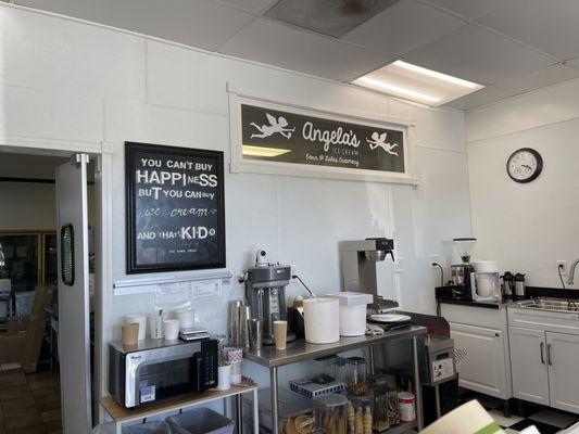 Interior of Angela's Organic Ice Cream in Petaluma.