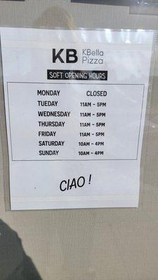 Soft opening hours