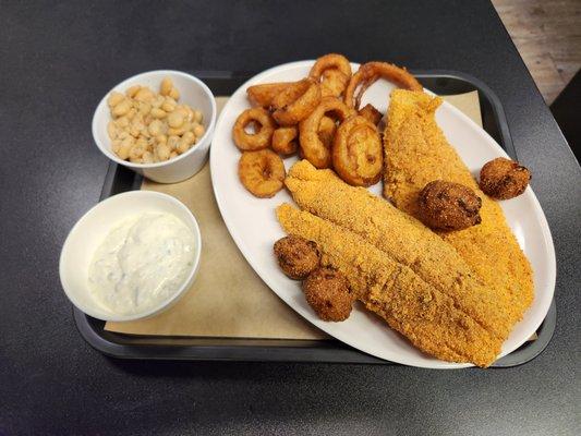 Our Two Piece Fish Dinner. Also comes with a house salad.