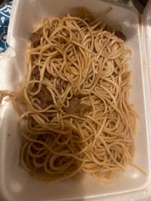 5. Lo Mein no vegatables but  really it was spaghetti and beef