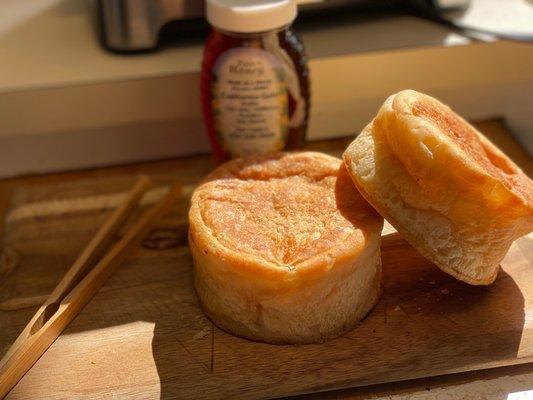 2 stands at the farmers market you must visit!  The bread stand! English muffin heaven! And the honey is absolutely delicious!