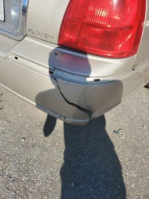 This is the bumper that they cracked at there shop that was not received like this.