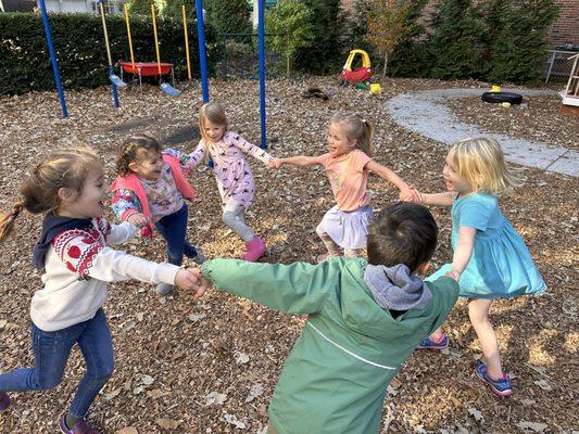 Spontaneous fun in kindergarten on our lovely playground.