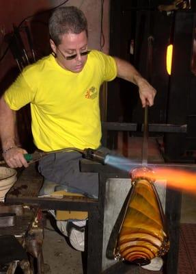 Mark Rosenbaum creating a one-of-a-kind vase.