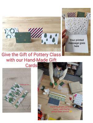 Hand Made Gift Cards for Pottery Lessons