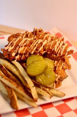 Chicken tenders and fresh cut seasoned fries