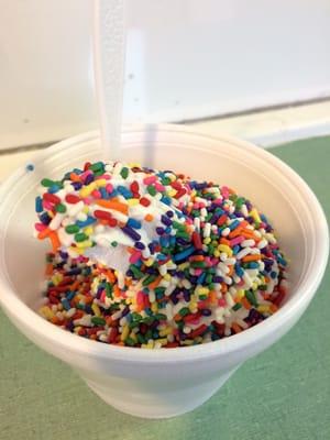 Vanilla soft serve with extra sprinkles!