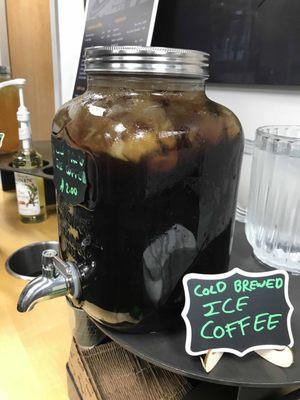 Cold brew coffee (also called Toddy) has less acidity than hot brewed coffee. It takes 24 hours to make but only a minute to buy it here.