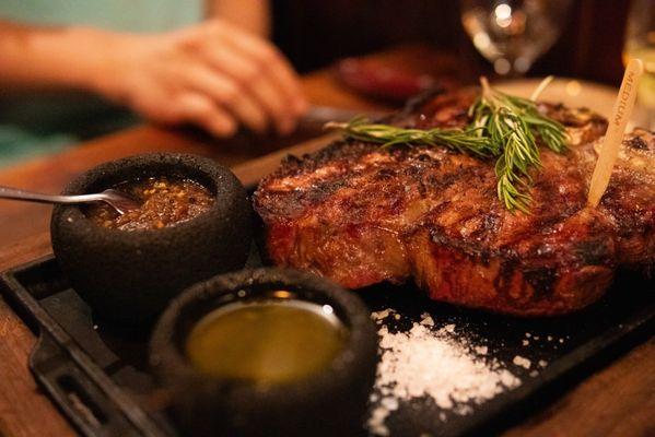 Rib eye on stone