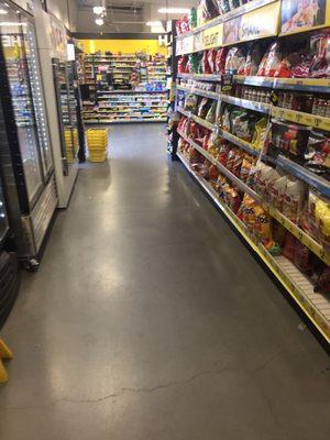 The first aisle inside. Super clean store discounted prices but not a dollar store