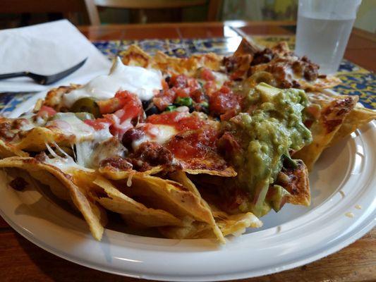 Tex-Mex Chili Nachos. Nothing special, but it was run under the salamander so the cheese was browned. That was nice.