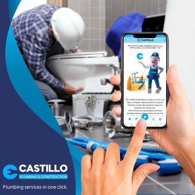 Plumbing services in one click. App Store: http://bit.ly/castilloplumbing Google Play: https://bit.ly/2IofQoB https://castilloplumbinginc