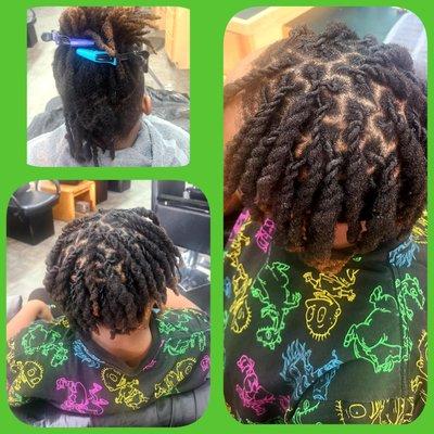 Dread locs two hand twist