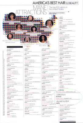 Listed in Top 100 Salons in America by Elle Magazine!