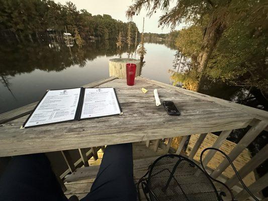 Corner table view on the back deck