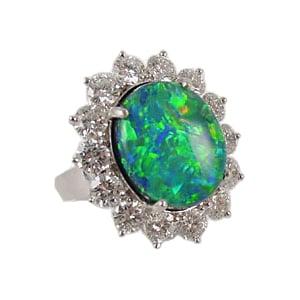 18K Austrailan Black Opal Ring