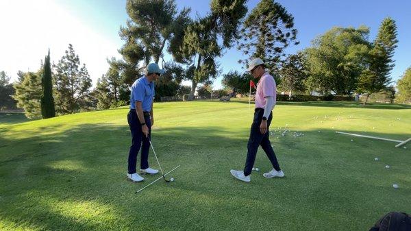 Golf Upgrades Golf Lesson in San Diego. Jacob giving a short game lesson. San diego golf lessons with highly rated PGA Associate