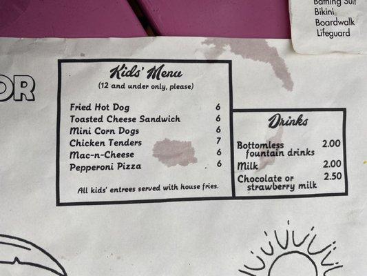 Kid's Menu