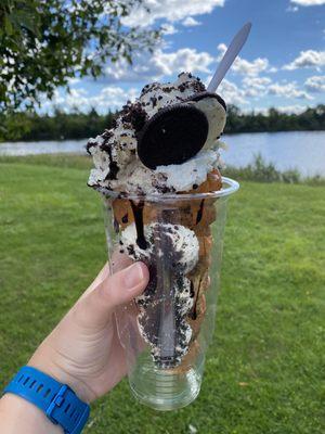 Oreo donut ice cream cone