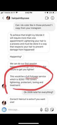 Quoted a "full foilyage" service