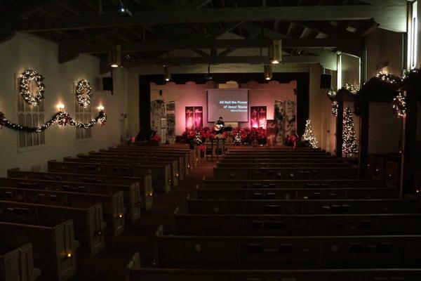 Patrick prepares to lead music for the Christmas Eve candlelight service.