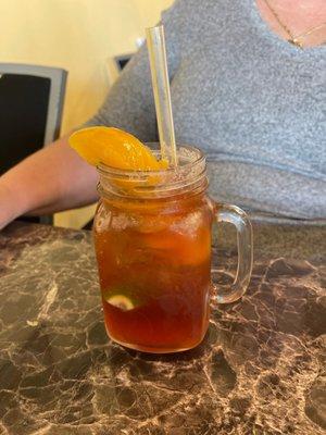 Peach tea with fresh peaches!