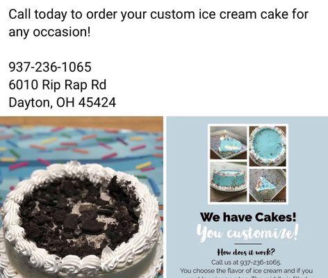 They do custom ice cream cakes!