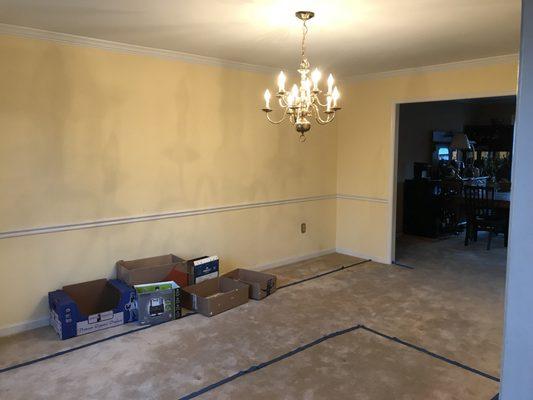 Before view of dining room, and is now main kitchen area. The dining room was moved to the rarely used formal living room.