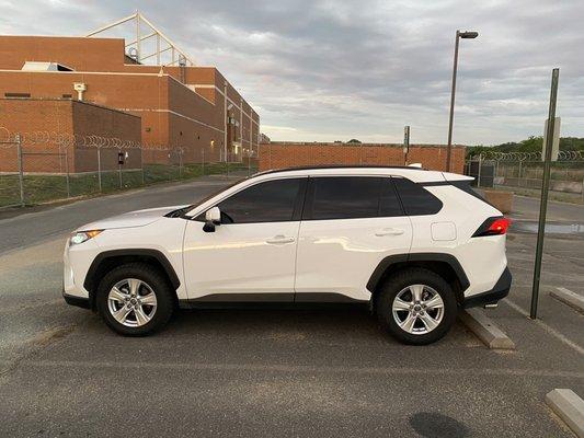 2019 RAV4 after window tint. (25% on front windows and 5% on all rear windows.) I went with this companies middle grade film.