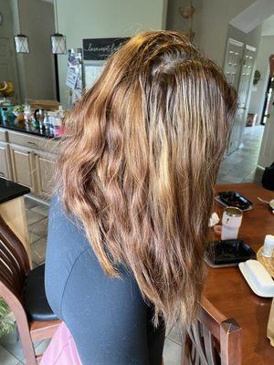 No highlights, just super uneven color.