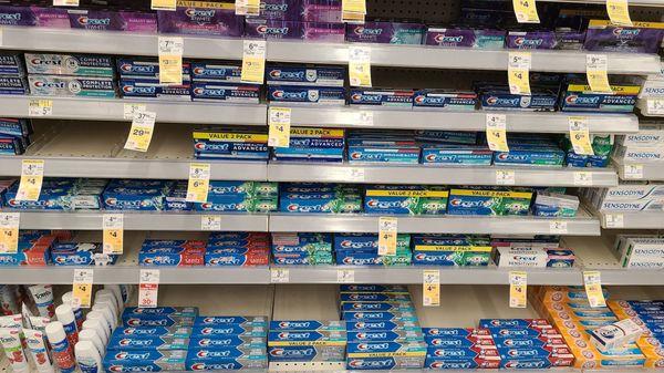 Myriad of toothpaste  Walgreens Heber City UT Aug 2020